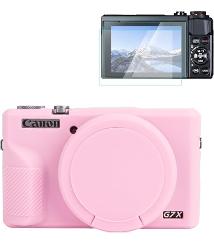 Custodia In Silicone Rosa Per Canon G7 X Mark II, Con Copriobiettivo, Resistente E Antigraffio