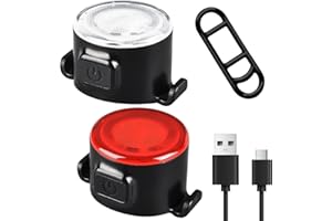 HTGWCG Lampe LED de Vélo Avant et Arriere, 6 Modes D'éclairage, USB Antichoc Impermeable Phare Lampe LED Lumière Velo Convient aux Vélos de Montagne et aux Bicyclettes