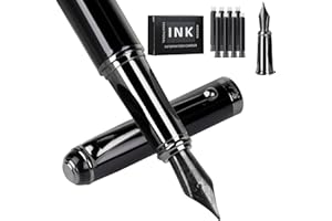 Zalantan Fountain Pen-Smooth Writing Metal Water Pen with Gift Case Medium Nib Consistent Ink Flow Luxury Pen for Nice Pens Enthusiasts Includes 8 Ink Cartridges and and Calligraphy Nib(Grey)