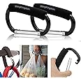 BlingKingdom 2pcs Strong Large Durable Buggy Carabiner Stroller Hooks Mummy Clip Pram Pushchair Grocery or Diaper Bags Holder - 14cm (5.5")