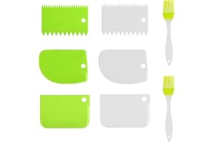 BELIOF Mnixy 6 Pcs Coupe à Pate en Silicone Alimentaire avec 2 Pinceaux en Silicone Grattoir de Pâte à Pain Boulanger pour Faire Pain Baguette Croissant Tarte Biscuit Cuisine Maison Restaurant Boulangerie