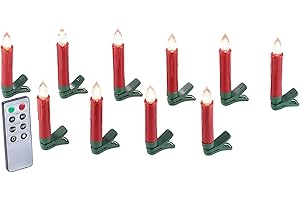 ‎LUNARTEC Lunartec Christbaumkerzen: 10er-Set LED-Weihnachtsbaum-Kerzen mit IR-Fernbedienung, rot (Weihnachtsbaumbeleuchtung, Weihnachtsbaumkerzen Fernbedienung, Kabellose Lampen)