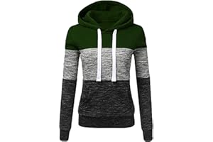 MASRIN Felpa da donna Full Zip Giacca per le mezze stagioni, in tinta unita, con cappuccio, giacca college leggera, con cappuccio, in cotone