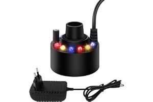 HOTUT Mini Mist Maker, Mist Maker Fogger, 12 LED Mister Fogger, 24 V färgskiftande minidimmaskin, inomhus fontän, luftfuktare