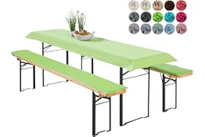 ‎HEIMTEXLAND heimtexland ® Bierzeltgarnitur Auflagen Set 3-teilig Tischdecke Bierbankauflage Polster Kissen Biergarnitur Typ698 Grün für Tischmaß 50x220 cm