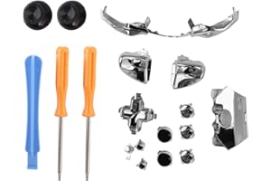 HAKEETA Kit Elite, Set Complet De Touches De Manette Accessoires De Remplacement Boutons pour X Box One Elite Contrôleur One avec Boutons, 2xTournevis, 1xClé pour X Box 360 Contrôleur.(银色)