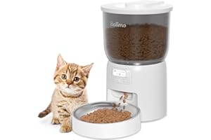 Balimo Distributore Automatico Cibo Gatti 3L, Dispenser Crocchette Gatto con Timer Programmabile, Mangiatoia Automatica Gatti con Ciotola in Acciaio Inox 304, 6 Pasti al Giorno, Bianco