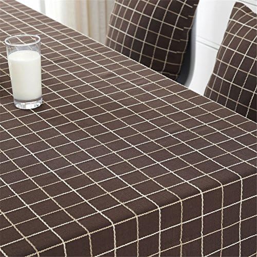 Simple pastoral style cotton linen plaid rectangle tablecloths for dining room, tea table, picnics, parties Brown