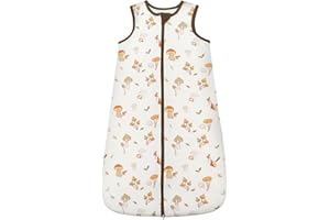 LILBESTIE Baby Sleeping Bag, 1.5 Tog Newborn Sleeping Bag, Cotton Baby Wearable Blanket Sleeveless Sleep Bag for Boy Girl, Mushroom, 12-18 Months
