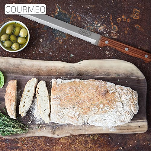 GOURMEO Premium Brotmesser mit Holzgriff und Spezialwellenschliff | 2 Jahre Zufriedenheitsgarantie | Brotsäge, Konditorsäge, Küchenmesser, scharf, Echt-Holz Griff vernietet - 4