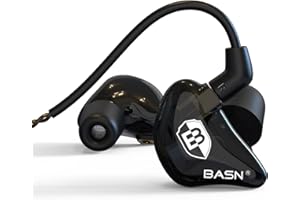 BASN Bsinger PRO in Ear Monitor Headphones for Musicians, Dynamic Driver Noise Isolating Earphones with 2 Detachable MMCX Cables (Black)