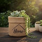 Deconox "Home" Mini J&uuml;t Saksı Kılıfı (&Ccedil;ap 14cm, Y&uuml;kseklik 15cm) &ndash; Krem Renk Katlanabilir Kumaş Bitki Sepeti | Masa&uuml;st&uuml; Dekora