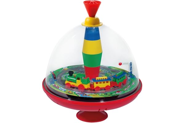 LENA - panoramique Ø 19cm. Volant en Plastique, Pompe Classique, Toupie Musique avec Locomotive, Gyroscope avec piédestal, Développe l'apprentissage pour Enfants à partir de 18 Mois,6790, Coloré 52120