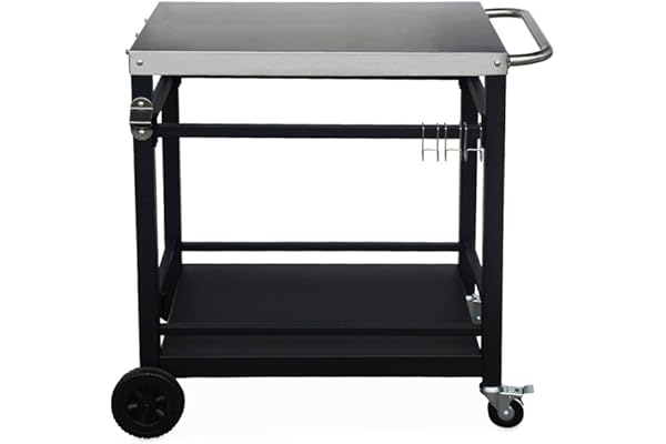 Alice's Garden - Desserte de Barbecue en Acier 88 cm avec Roues et poignée. Noir. L 88 x l 58 x h 82.8cm