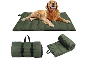 Feelhap Tapis pour Chien de Voyage, 110×68 cm Lit pour Chien d'Extérieur Imperméable, Facile à Rouler avec Boucle, Grand Lit de Voyage pour Chiens Moyens & Grands Panier Chiens Coussin Lavable (Vert)