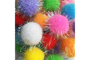 RIMOBUL 40PCS 1.5 Inch New Generation Extra Large Cat's Favorite Chase Glitter Ball Toy Sparkle Pom Pom Balls (40PCS)