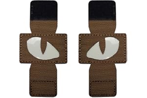 TOPPATCH Patchs militaires réfléchissants avec motif yeux de chat phosphorescents - Pour chapeaux, casques, uniformes et sacs à dos (marron)