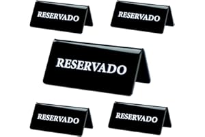 MISUE 5PCs Cartel Reservado Mesa Restaurante - Cartel Reservado para Mesa - Carteles Reservado Camareros - Carteles Reservado Metacrilato - Reservado Sobremesa (5Pcs Negro, 12cm x 6cm)