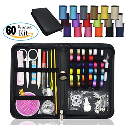 Nähset Sewing Kit, Nähsachen Nessessär für Familienarbeit, Reise und Notfall mit Schwarzer Tasche