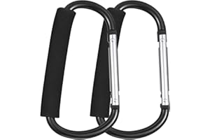 Fuyamp 2 Pack Buggy Clips Pram Hooks Stroller Carabiner,6.3” Black Pushchair Hook Clip,Universal Large Baby Carriage Hook Buggy Hook Stroller Accessories for Hanging Diaper and Shopping Bags