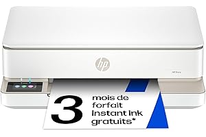 HP Envy 6120e, Imprimante Multifonction, Jet d'encre, A4, Couleur, Impression Recto Verso Automatique, Jusqu'à 10 ppm, Wi-FI, Smart, 3 Mois de Forfait Instant Ink Gratuit, Blanche