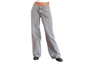 Yassiglia Women's Baggy Jeans Y2K Low Rise Wide Leg Jeans Boyfriend Jeans for Women Casual Baggy Trousers with Pocket