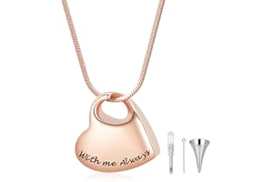 AIWENXI Heart Urn Necklace for Ashes with Me Always Keepsake Memorial Pendant Cremation Jewelry for Women Men