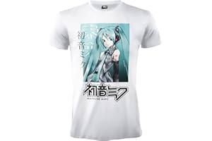 Difuzed T-Shirt Hatsune Miku. Maglia Anime Waifu. Ufficiale. Maglia Bianca. Unisex. Adulto Ragazzo.