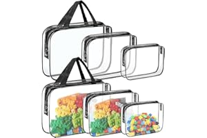 Lotvic 6 Packs Toy Storage Bags, Clear PVC Toy Storage Bag for Kids, Waterproof Toy Organizing Bags, Zippered Toy Storage Bags for Building Blocks, Puzzle, Balls, Pretend Play Toys (6 Pcs)