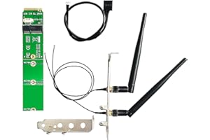 GLOTRENDS M.2 M Key to E Key WiFi Adapter for M.2 WiFi Module, 3.5 dBi SMA Antenna Included