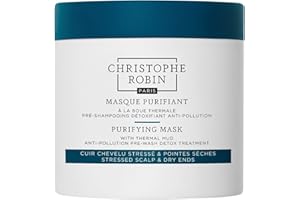 Christophe Robin Purifying Mask with Thermal Mud 250ml – Deep Cleansing Scalp Detox, Soothes Irritation, Removes Impurities, Balances Oil, Nourishes & Revitalizes Hair