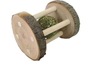 CAWHUI Hamster Rabbit Chew Toy Natural Wooden Play Toy, Wood Teeth Grinding Toy with Bell for Parrot, Chinchilla, Rabbit, Guinea Pig, Hamster Small Animals Toys for Pet Supplies