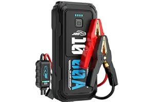 GREEN KEEPER Avviatore Batteria Auto 1000A Booster Avviamento Portatile, Cavi Smart per Auto 12V, Adatto a Motori Benzina 5.0L & Diesel 3.5L, Pack Avviamento con Kit Emergenza Multiplo, LED & Protezione Sicurezza