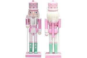 CutitiUU 25 cm Rosa Candy Nussknacker,Weihnachten Süßigkeiten Licht Farbe Serie Dekoration,Nussknacker aus Holz, Traditionelle Weinachtsdekoration,rosa Soldat,für Weihnachten (Rosa)