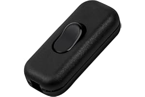 XIASHENG 1 Pièces Interrupteur Lampe de Chevet,Interrupteurs à Bascule Bi-Polaires 6A 250V,Interrupteur Bipolaire pour Lampe Inline 2 ou 3 Ligne,pour Petits Appareils,Lampes de Bureau et de Chevet (Noir)