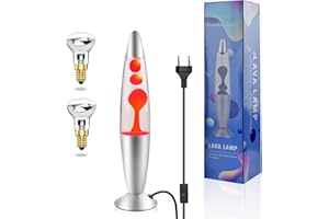 Bonlux Lampada lava 25W 35cm rossa, E14 220V, cavo da 1,6 m con base in metallo e interruttore UE, lampada lava da tavolo rossa 8,5x8,5x34cm per soggiorno, camera da letto regalo di Natale