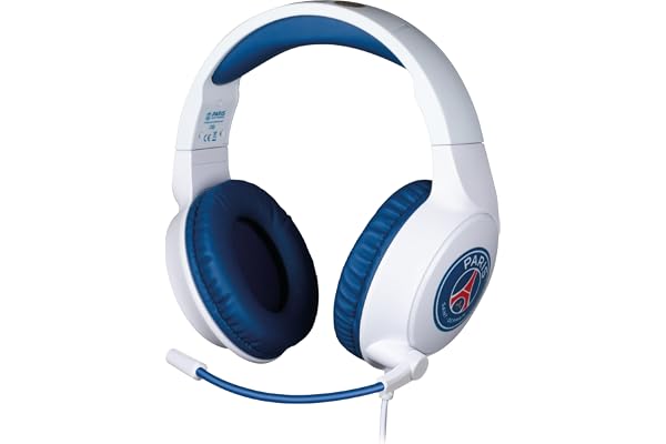 Konix PSG Casque Gaming Filaire pour PC, PS4, PS5, Switch, Xbox One et Series X|S - Microphone 45° - Câble 1,5 m - Prise Jack 3,5 mm - Blanc et Bleu