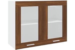 Tidyard Armadio Sospeso con Vetro,Armadio da Cucina,Mobile da Cucina Salvaspazio,Mobili Cucina Componibili,Mobile Base/Pensile per Cucina,Armadietti da Cucina Rovere Marrone 80x31x60 cm in Multistrato