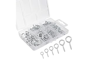 FEPITO 75 Stück Auge Schrauben Auge Schraube Haken vernickelt Metall Schraub-Haken, gemischte Größe