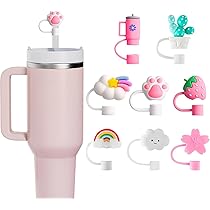 Set Di 9 Accessori In Silicone Per Tazze Stanley, Tappi E Coperchi Per Cannuccia, Custodia Fondo, Compatibile 850ml E 1,2L, Rosa Sakura (tazza Esclusa) - 6