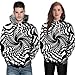 Produktbild JUSTSELL Langarmshirts Pullover Herren Damen Herbst Winter, Männer Frauen Zebra Streifen 3D-Druck Kapuzenpullove mit Kängurutasche Sweatshirt HoodieJacke Tops