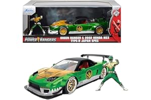 Jada Toys Power Rangers, 2002 Honda NSX Type-R, Spielzeugauto aus Die-cast, Türen zum Öffnen, inkl. Die-cast Power Rangers Figur, Maßstab 1:24, grün