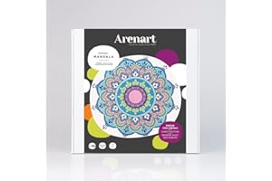 Arenart | Pack 1 Mandala 38x38cm | para Pintar con Arenas de Colores | Manualidades para Adultos y Jóvenes | Dibujo Fácil | Pintar por números | +9 años