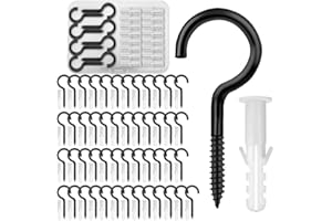 PXBSNB 50 sztuk haczyków śrubowych, czarne, ze stali nierdzewnej, haki do wkręcania, haki sufitowe, małe haki ścienne do wkręcania, śruby hakowe do hamaków, markiz, foteli bujanych, stały kabel do