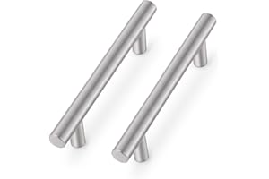 Probrico 30 Pack| Poignée d'armoire en nickel satiné de 4 pouces, tiroir de style européen, tiroir de cuisine rond moderne en acier inoxydable en T-bar