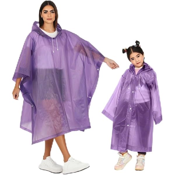 Lot De 2 Ponchos Pluie Portable Réutilisables - Cape Imperméable Pour Adulte Et Enfant