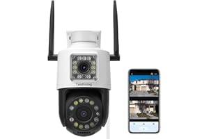 TAISHIXING Security Camera Outdoor, Dual Lens Outdoor Camera, 360°Viwe Pan/Tilt/Security Camera System with Motion Tracking, Two-Way Talk, Siren Alarm, Color Night Vision, Free Cloud Storage