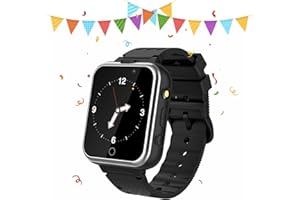 Retysaz Kids Smart Watch 24 Game Smart Watch for kids Pedometer 2 HD Cameras Fashion Smartwatches for Children 3-14 Great Gifts To Girls Boys(Black)