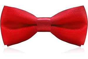 GREOER Red Kids Bow Tie with Gift Box, Classic Solid Boy's Pre-Tied Bow Tie Adjustable Neck Silk Bowtie for Little Kids Baby Toddler Birthday Wedding Formal Party Banquet Prom Ball Fancy Dress