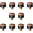Gunwon 10 Pcs Screw on Tips 10 mm Replacement Cue Tips for Pool Cues and Snooker， Pool Cue Tips Hard Leather Screw-on Tips for Pool Cues and Snooker(Brown)